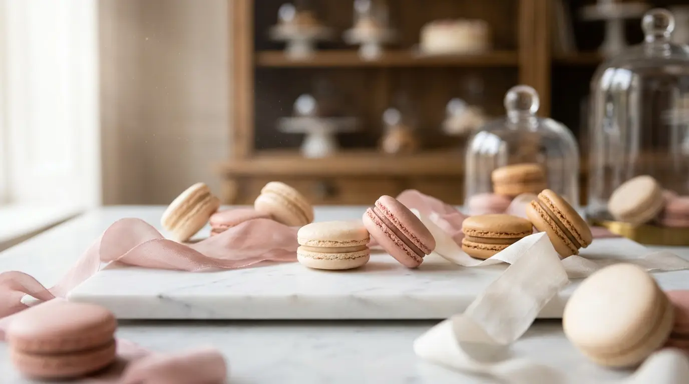 Macarons La Dom em tons pastel